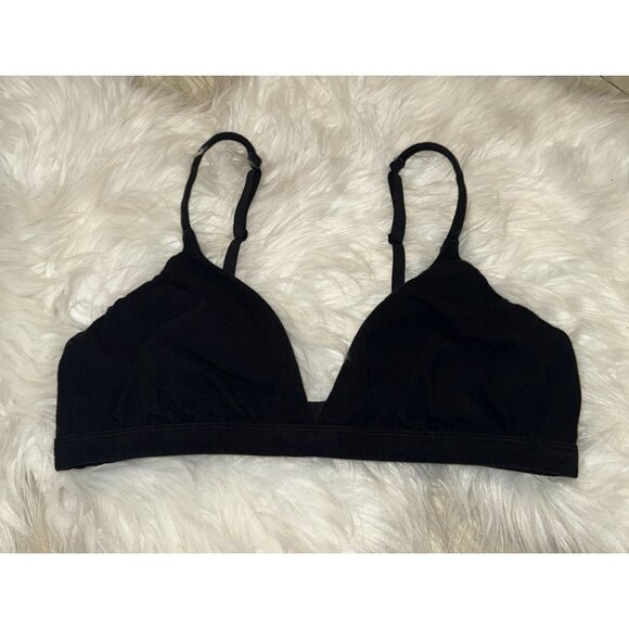 SKIMS Cotton Jersey Triangle Bra Bralette Wire Free Womens XL XLarge Black - Picture 2 of 6